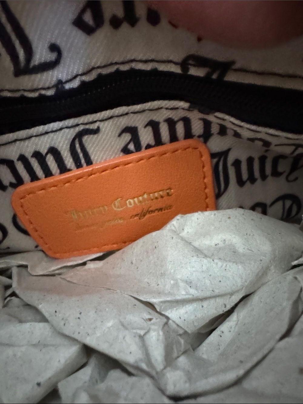 Juicy Couture Bright Orange Embossed Hobo/Shoulder Bag with Chain - Picture 6 of 9